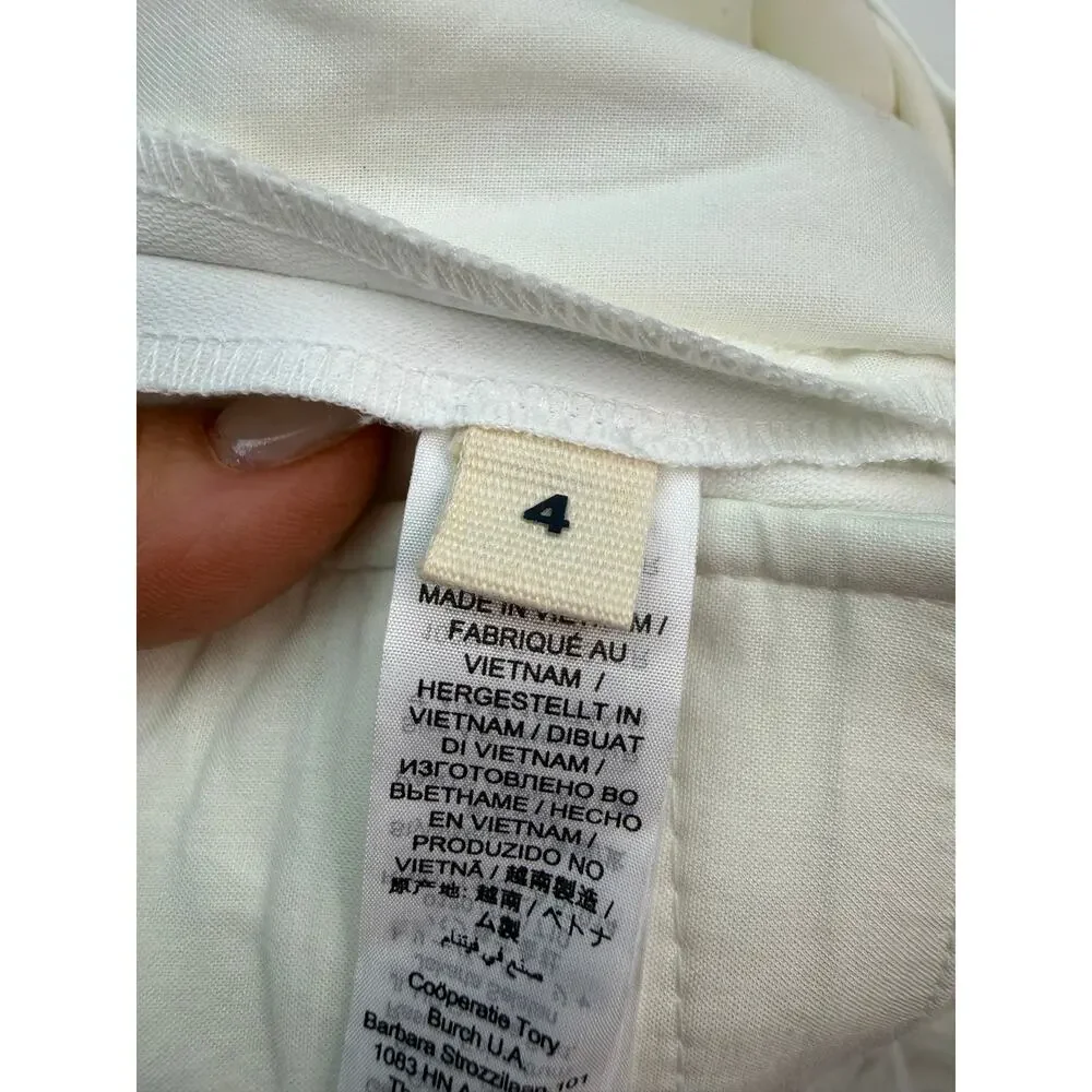 Tory Burch Sport Tech Twill Golf Pant Snow White Size 4 NWT Athleisure Preppy